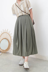 Army green balloon skirt