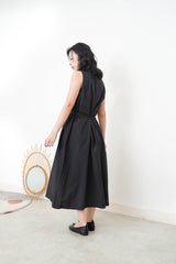 Black one piece w/ waist zip tie
