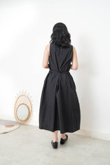 Black one piece w/ waist zip tie
