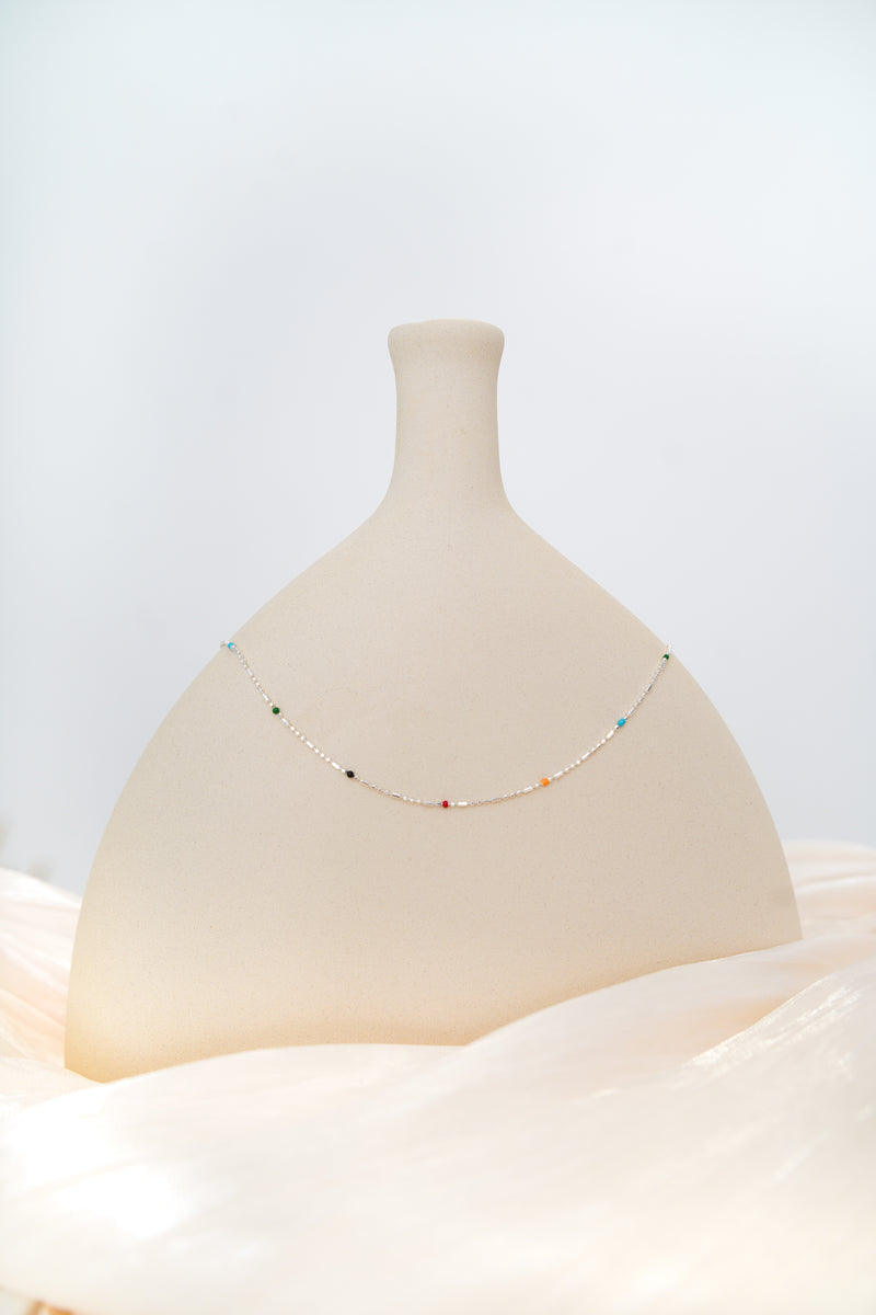925 silver color dotted necklace