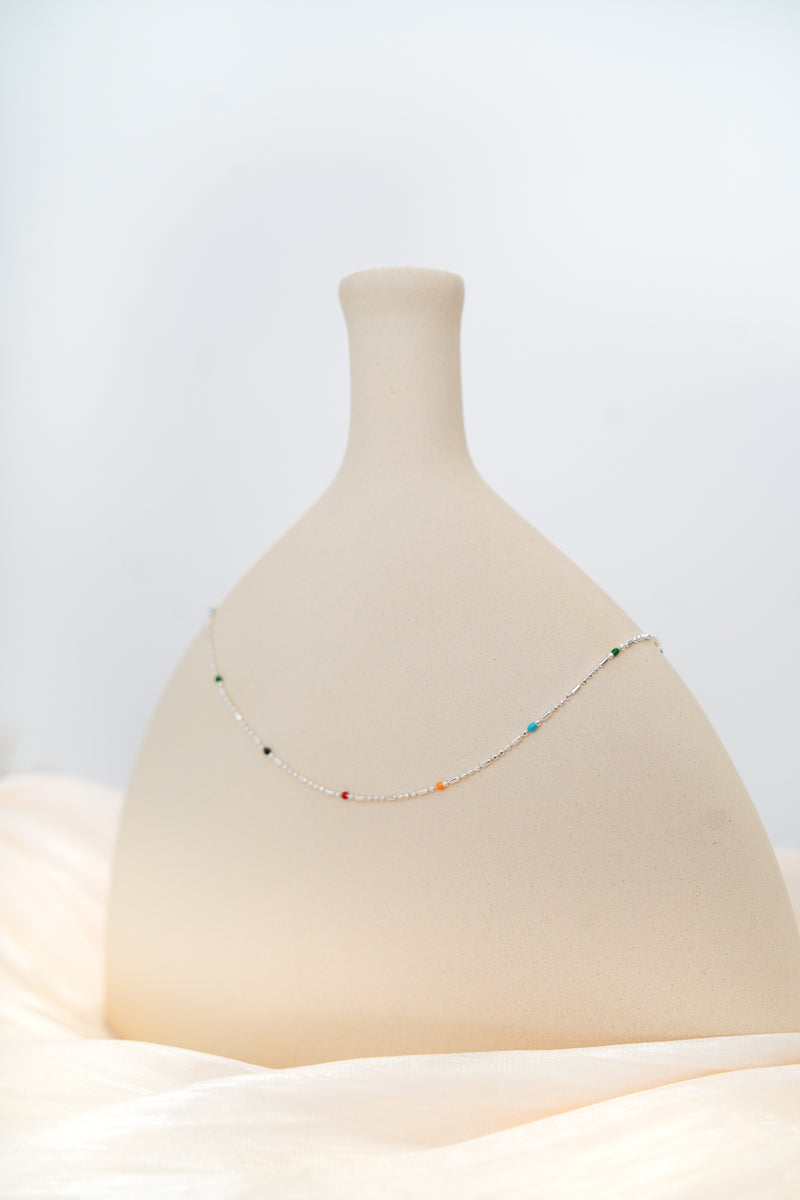 925 silver color dotted necklace