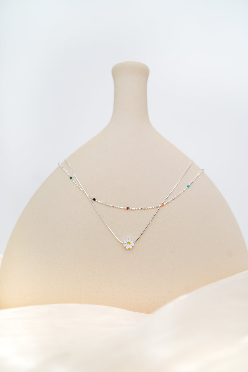 925 silver color dotted necklace