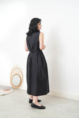 Black one piece w/ waist zip tie