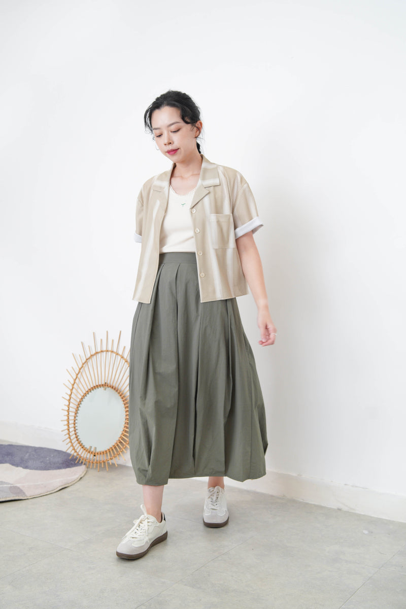 Army green balloon skirt