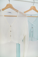 White crop summer cardigan