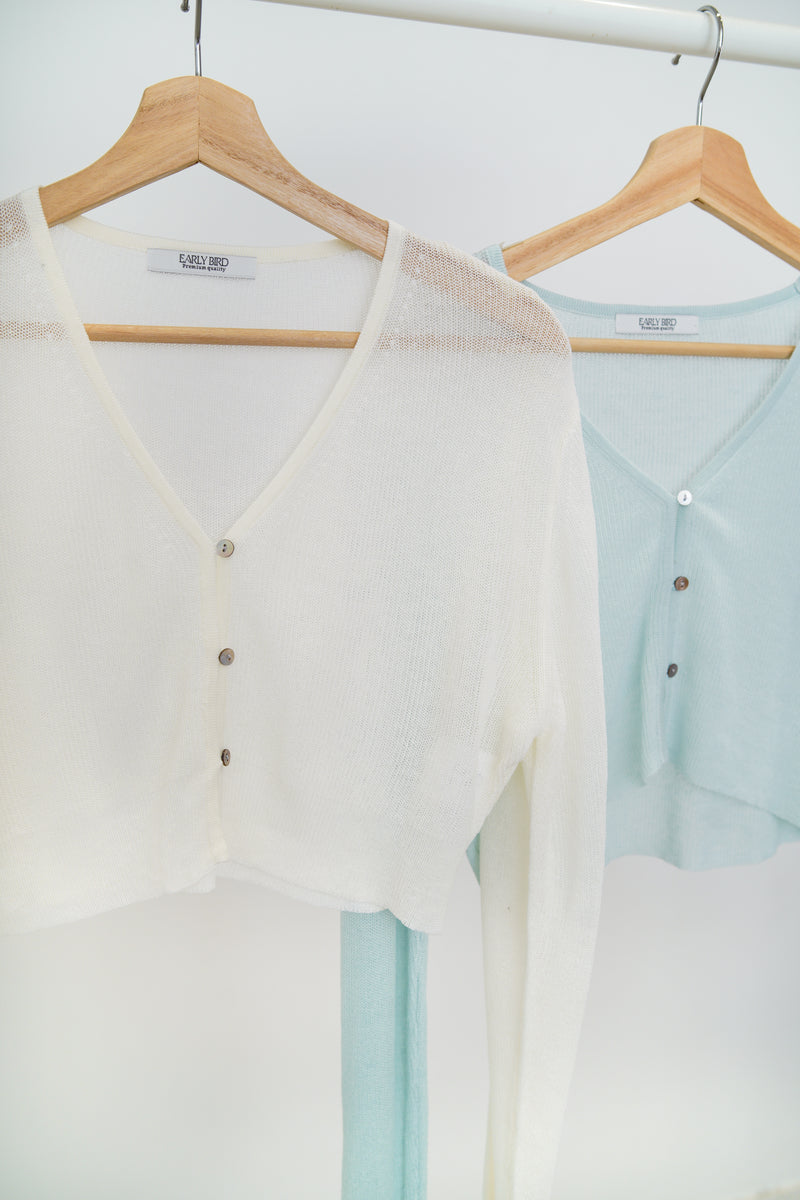 White crop summer cardigan