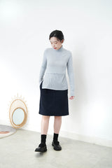 Sky blue turtle neck top in split hem