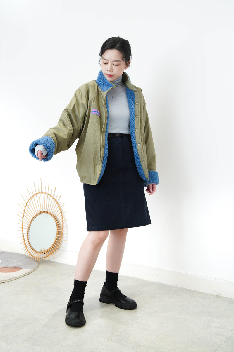 Green 2 ways fleece jacket