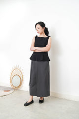 Black boat neck premium vest w/ ribbon details