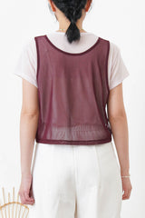 Baby pink thin tee w/ contrast mesh vest