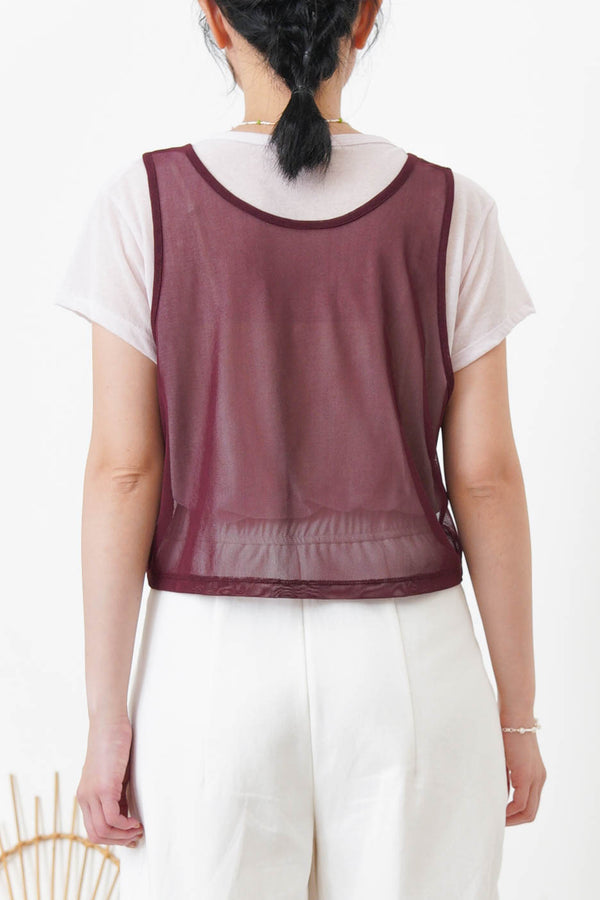 Baby pink thin tee w/ contrast mesh vest