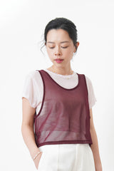 Baby pink thin tee w/ contrast mesh vest