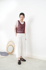 Baby pink thin tee w/ contrast mesh vest