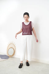 Baby pink thin tee w/ contrast mesh vest