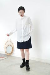 White chiffon shirt w/ pleats back