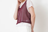 Baby pink thin tee w/ contrast mesh vest