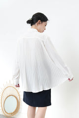 White chiffon shirt w/ pleats back