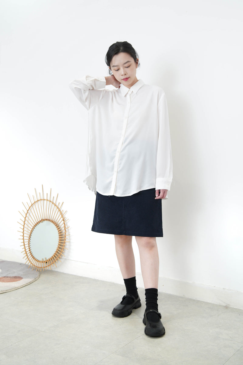 White chiffon shirt w/ pleats back