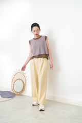 Brown vest in mesh contrast layer vest