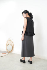 Black dotted pattern vest w/ chiffon trimming