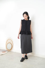 Black dotted pattern vest w/ chiffon trimming