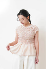 Pink detail pleats blouse