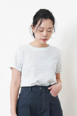 Light blue tone tweed top