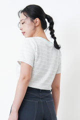 Light blue tone tweed top