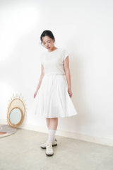 White A line peplum skirt w/ embroidery