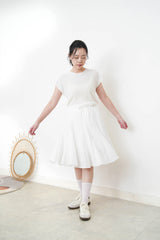 White A line peplum skirt w/ embroidery