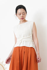 White knit vest w/ knot waist
