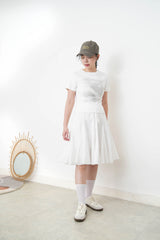 White A line peplum skirt w/ embroidery