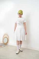 White A line peplum skirt w/ embroidery