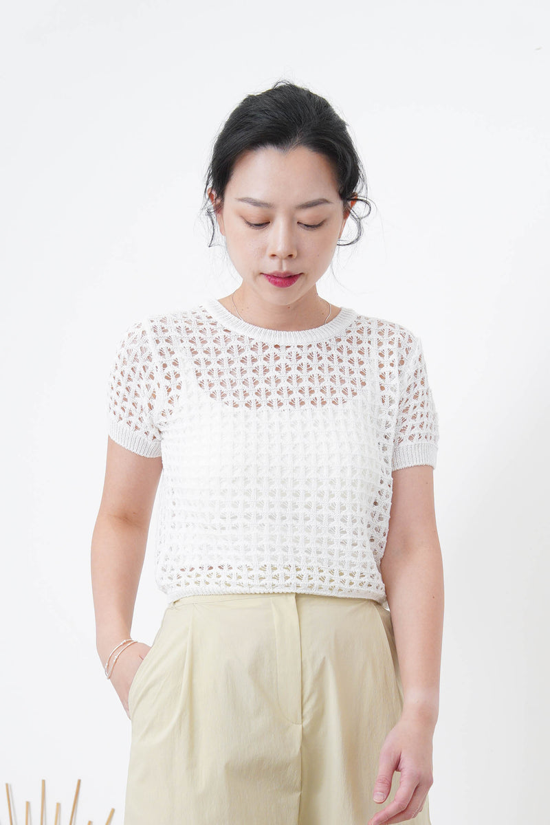 White premium crochet top