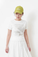 Lime summer cap w/ embroidery