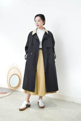 Charcoal duo tone patchwork trench coat