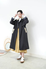 Charcoal duo tone patchwork trench coat