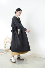 Charcoal duo tone patchwork trench coat