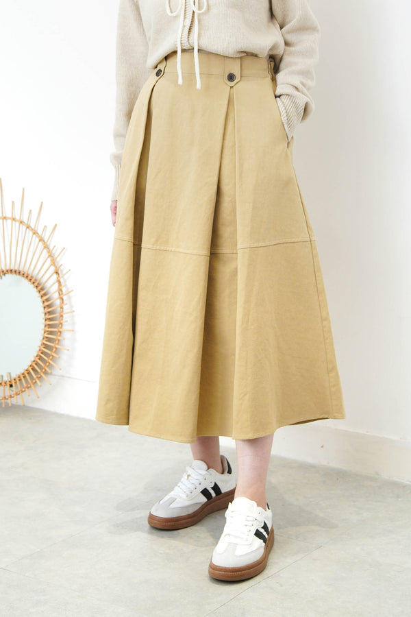 Beige A cut skirt in elastic waist
