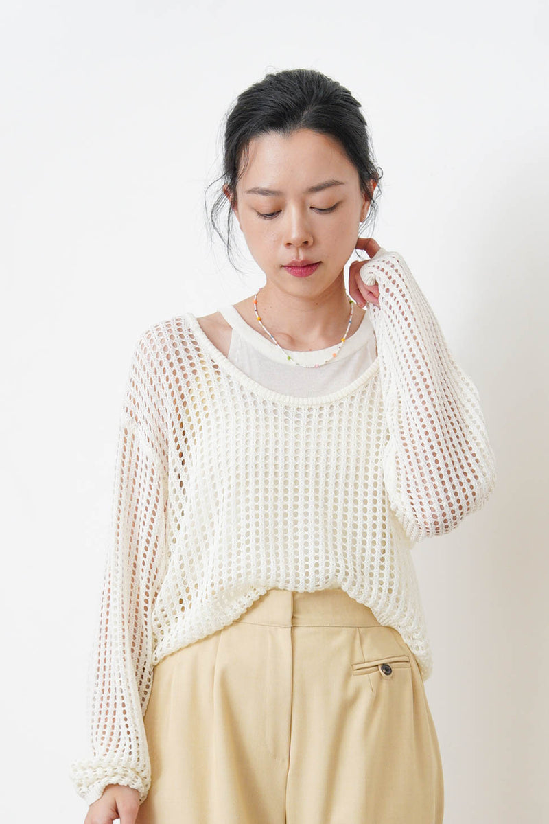 White crochet net blouse w/ inner set