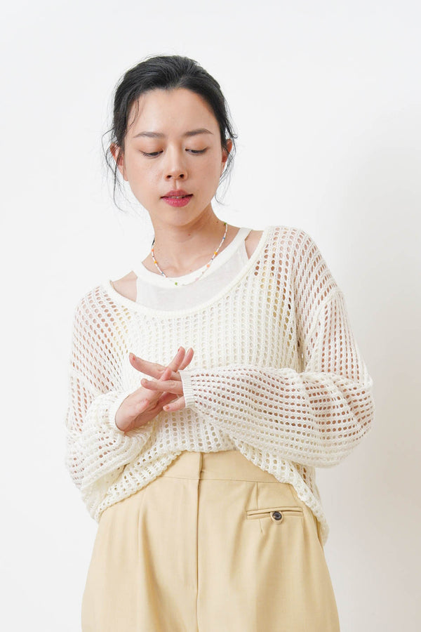 White crochet net blouse w/ inner set