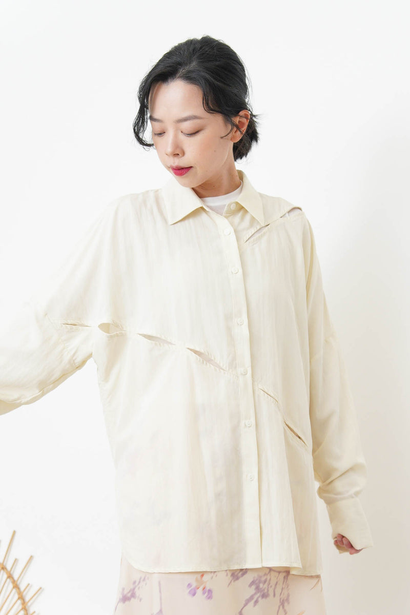 Ivory shirt w/ dash cut out