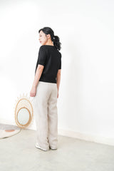 Black pleats v neck premium top