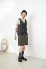 Charcoal lace vest with buttons