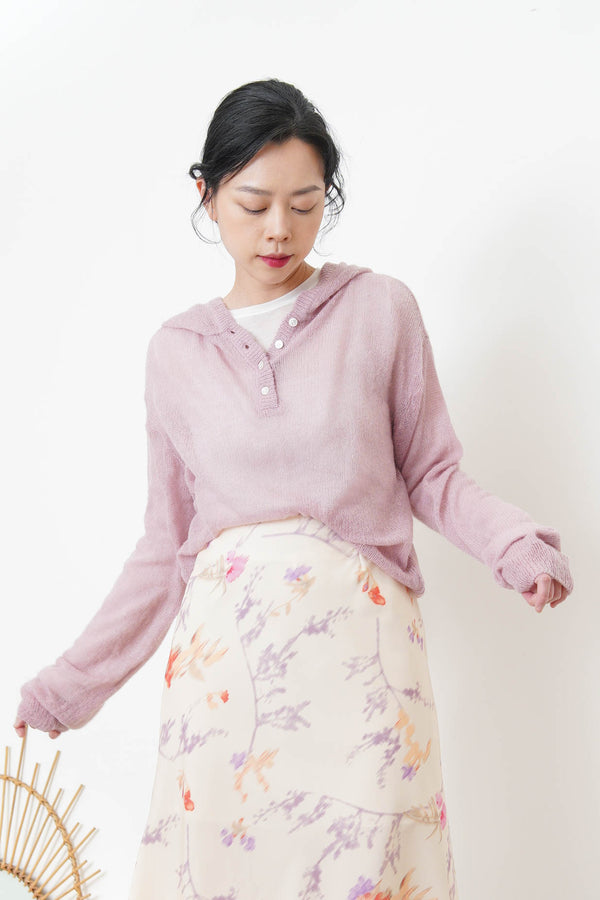 Lavender soft knit net hoodies