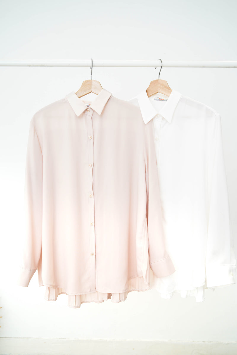 Pink chiffon shirt w/ pleats back