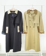 Charcoal duo tone patchwork trench coat