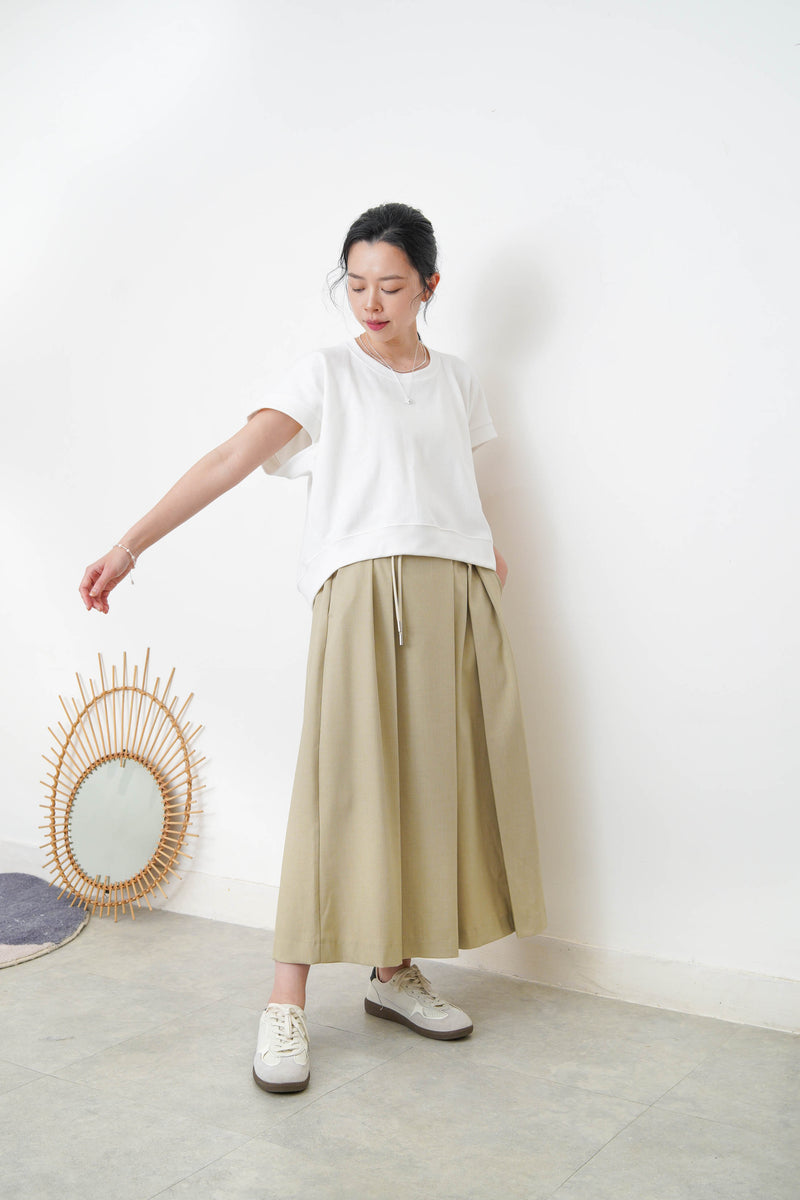 Green wide leg palazzo in pleats