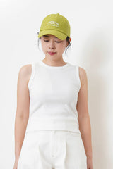 Lime summer cap w/ embroidery