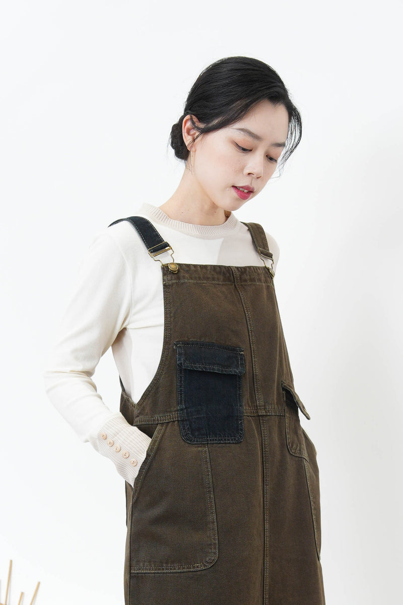 Brown patchwork worker skirt